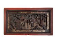 Ten Chinese Carved Wood Panels
