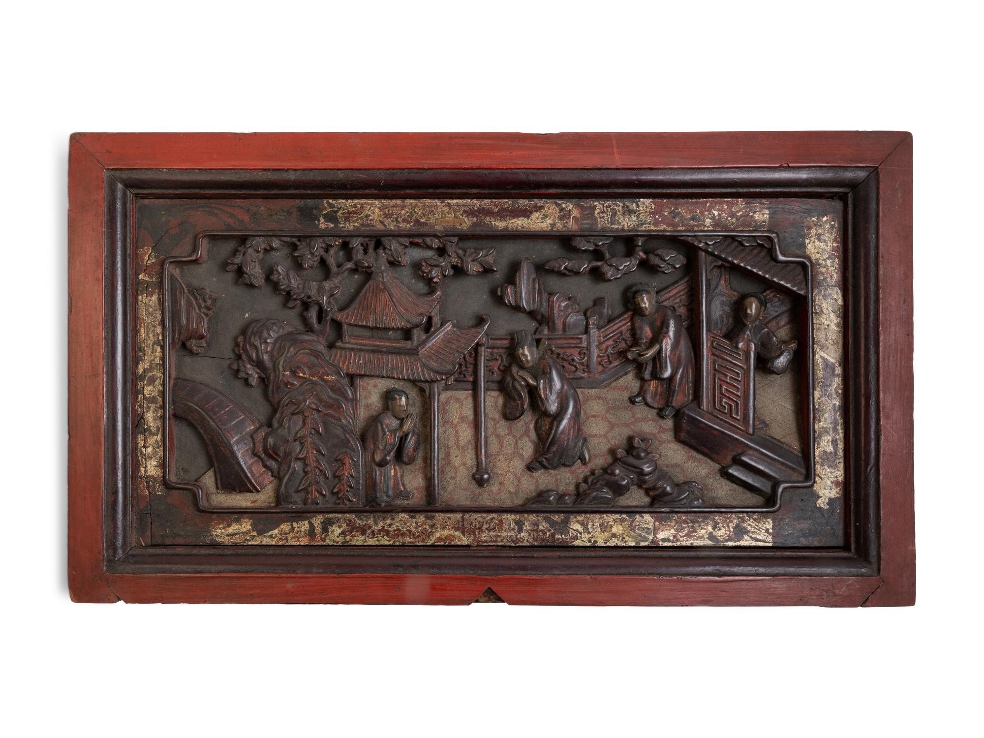Ten Chinese Carved Wood Panels