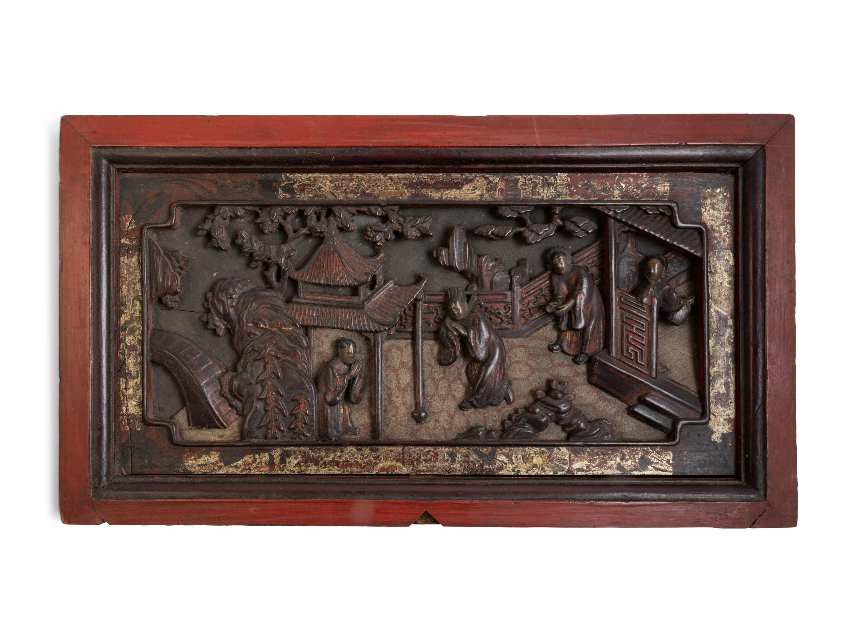 Ten Chinese Carved Wood Panels
