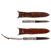M.H. Cole Fighting Knife Archive with Two Cole Made Knives & Scabbards, Original Book Manuscript Drawings From Volumes III and IV as well as Additional Pre-Publication Paperwork
