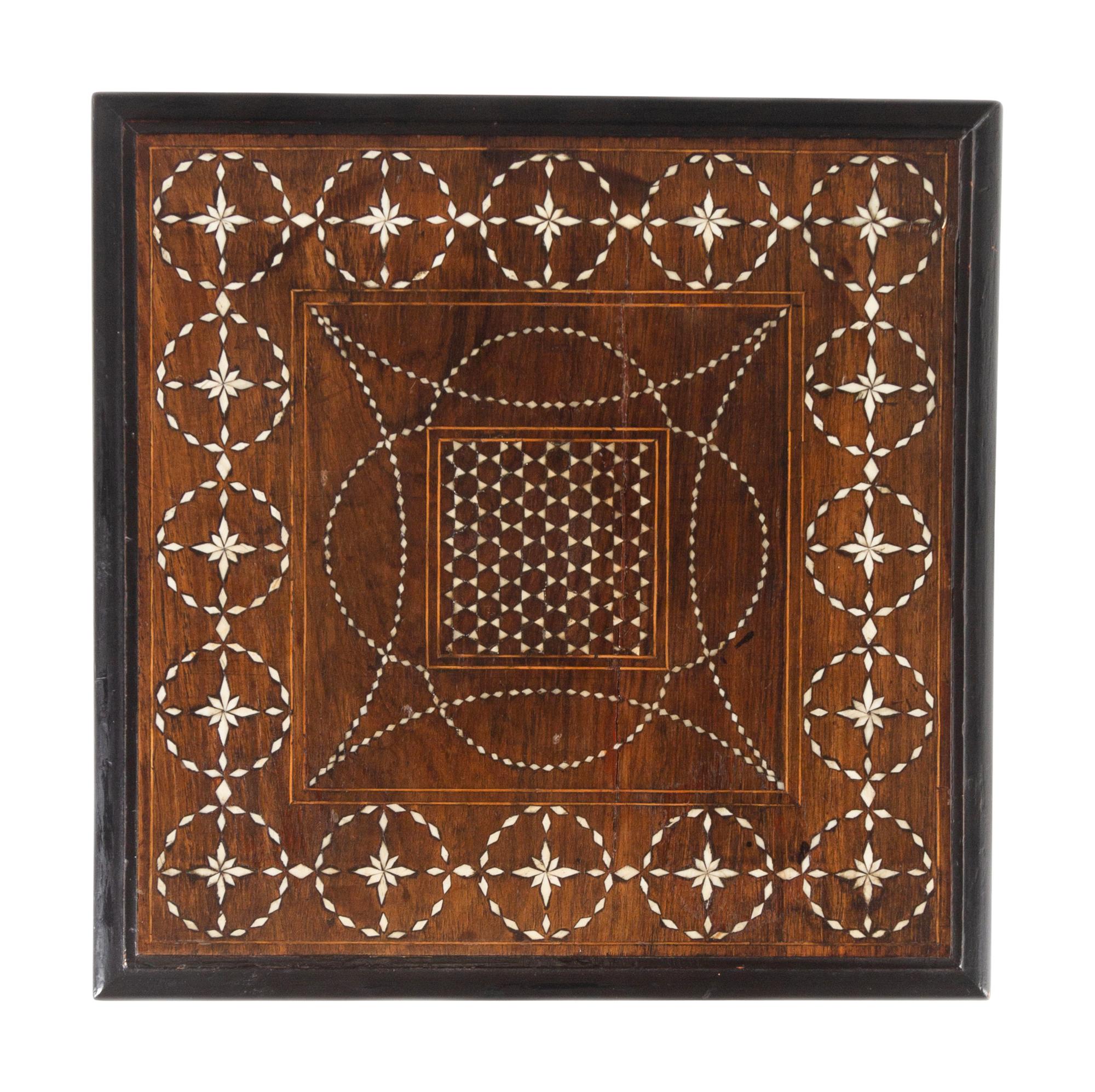 A North Italian Bone Inlaid Walnut Side Table