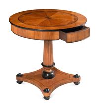 A Biedermeier Style Part-Ebonized Marquetry Center Table