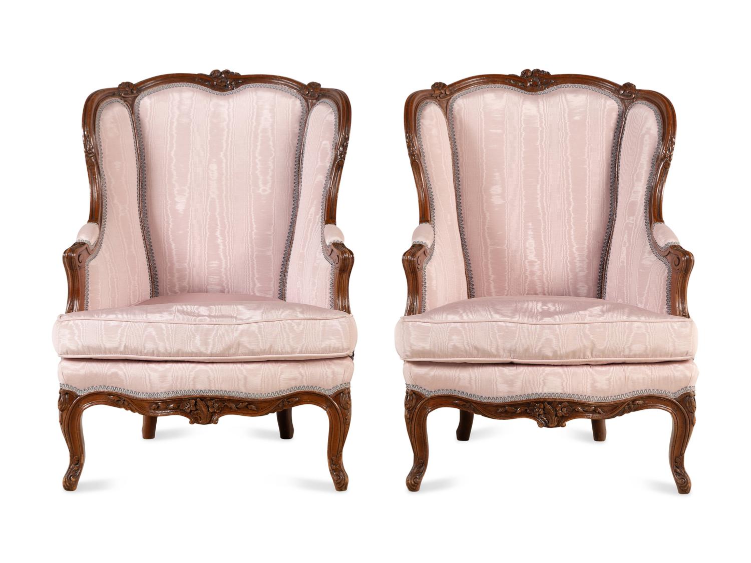 A Pair of Regence Walnut Bergeres