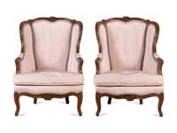 A Pair of Regence Walnut Bergeres