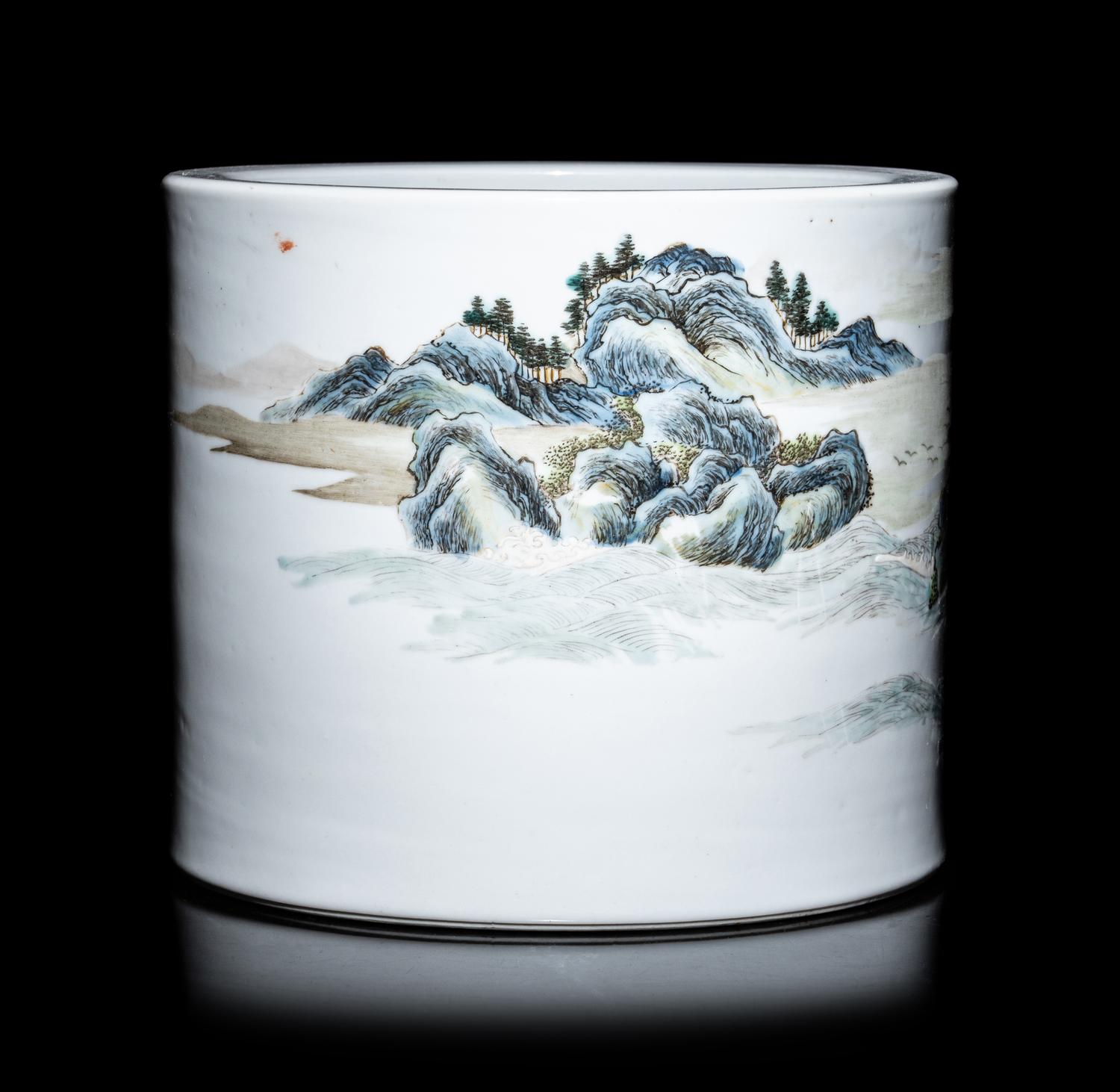 A Famille Rose Porcelain Brushpot, Bitong