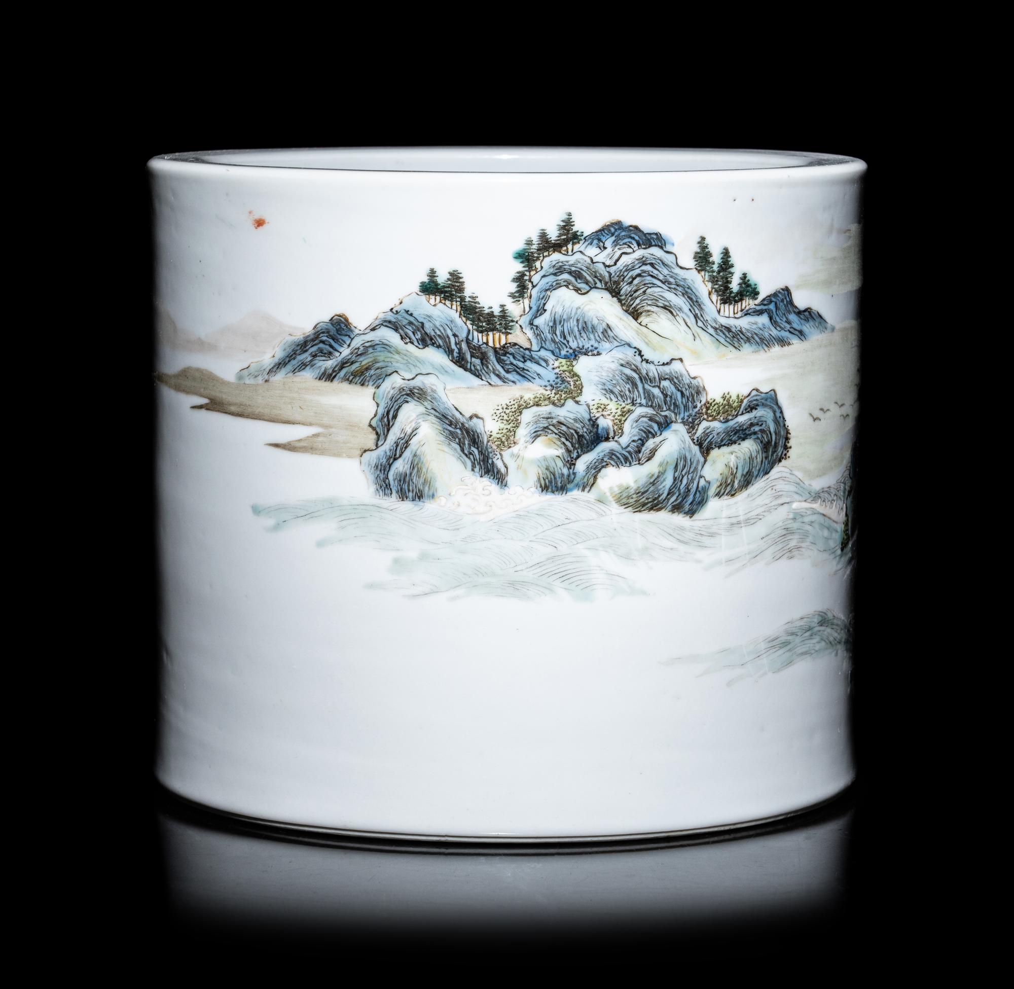A Famille Rose Porcelain Brushpot, Bitong