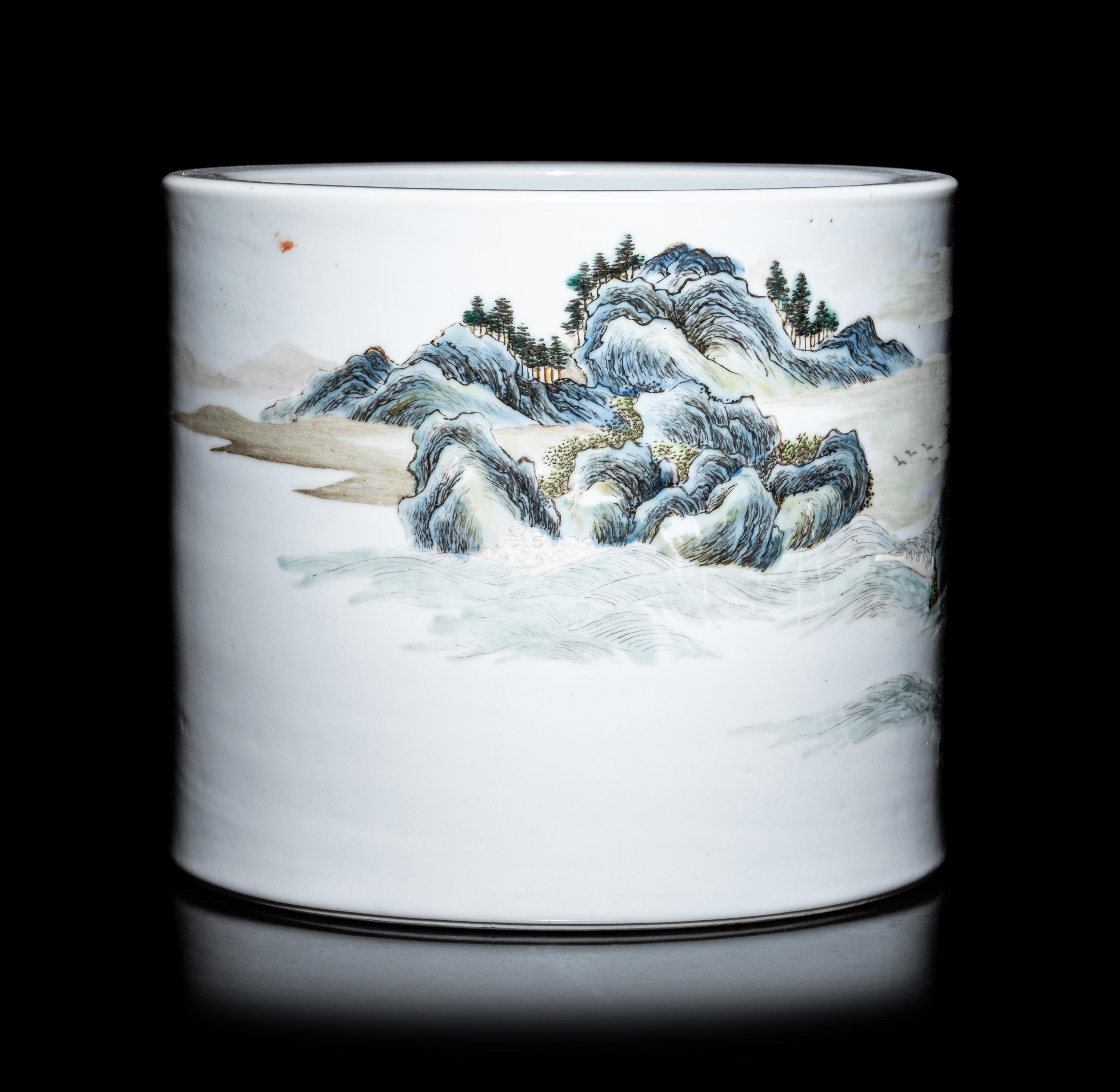 A Famille Rose Porcelain Brushpot, Bitong