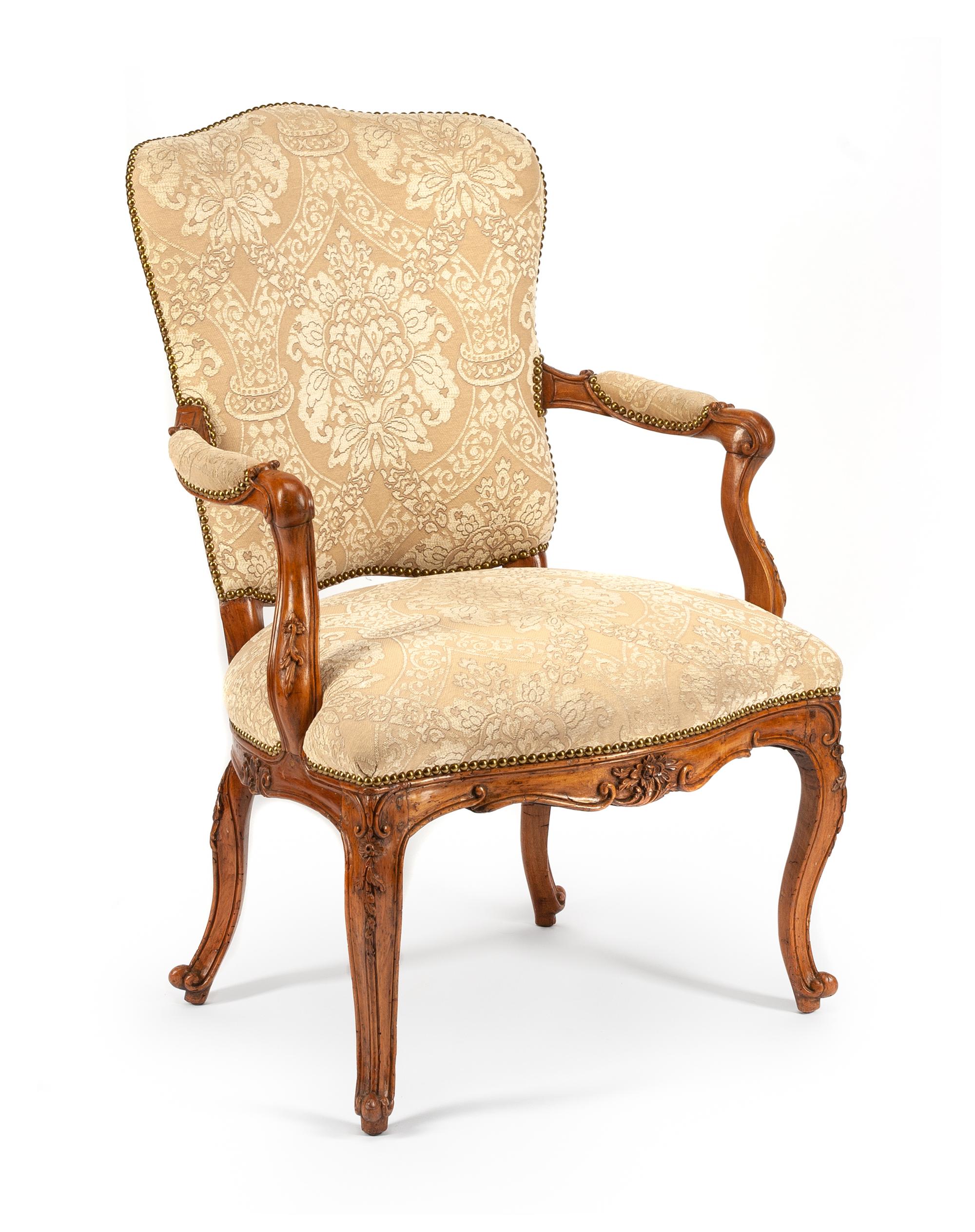 An Italian Fruitwood Armchair Height 43 inches. — 18TH CENTURY
