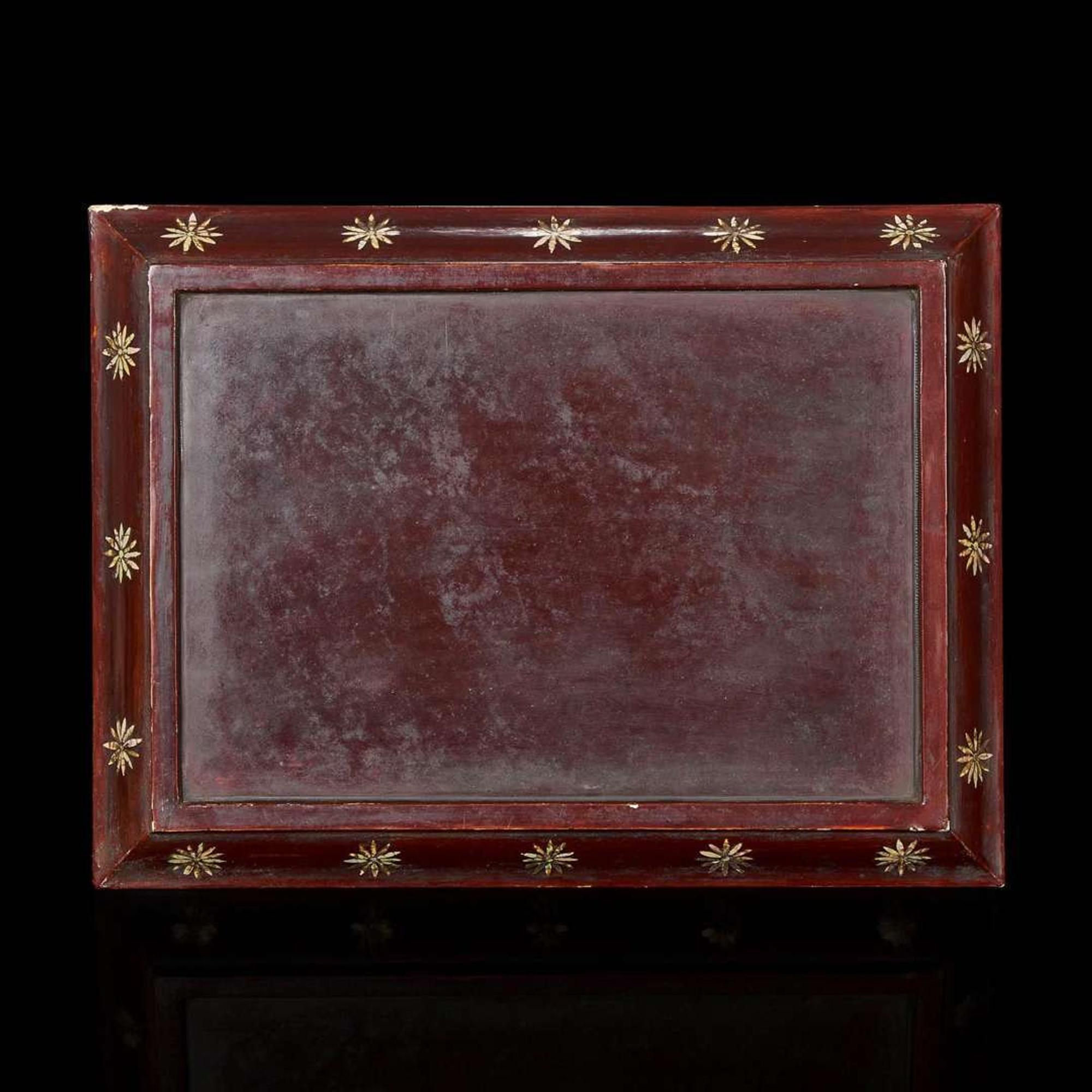 A mother of pearl-inlaid lacquer "Phoenix and Pine" tray 贝母镶嵌”凤栖梧桐“大漆托盘