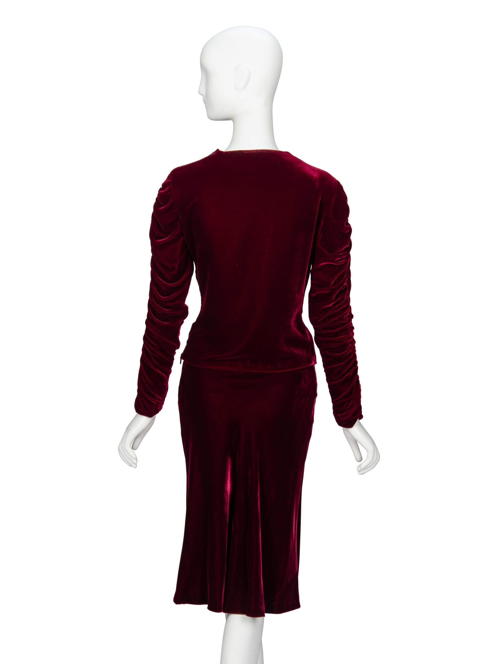 Tom Ford for Gucci, Bordeaux Velvet Skirt Ensemble, F/W 1999