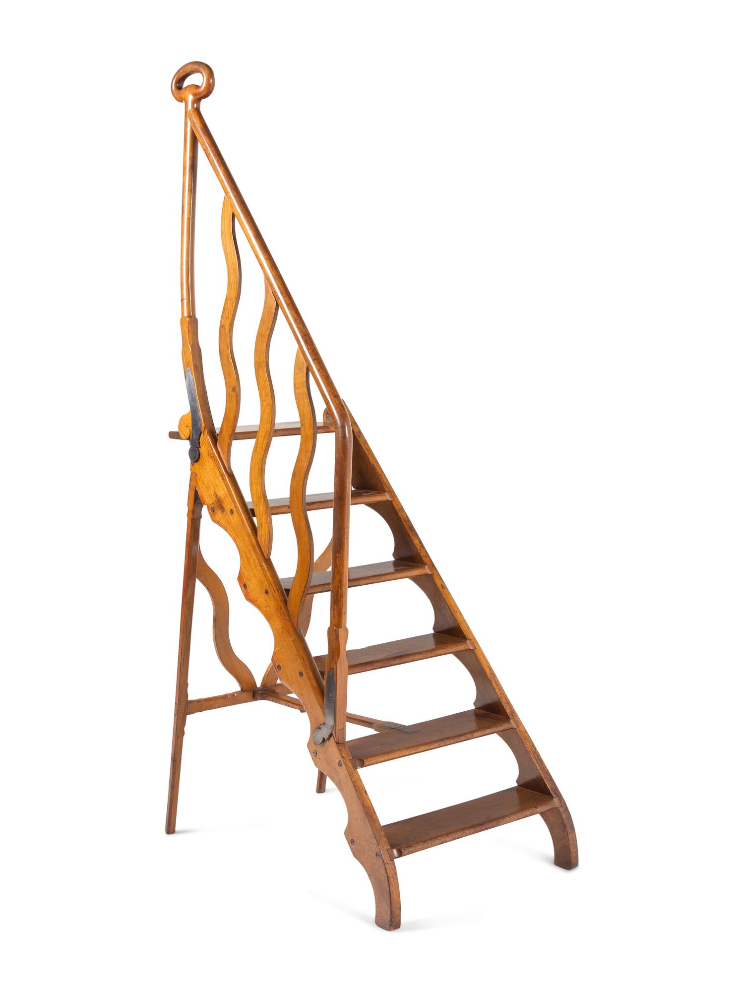 A Set of French Walnut and Fruitwood Library Steps
