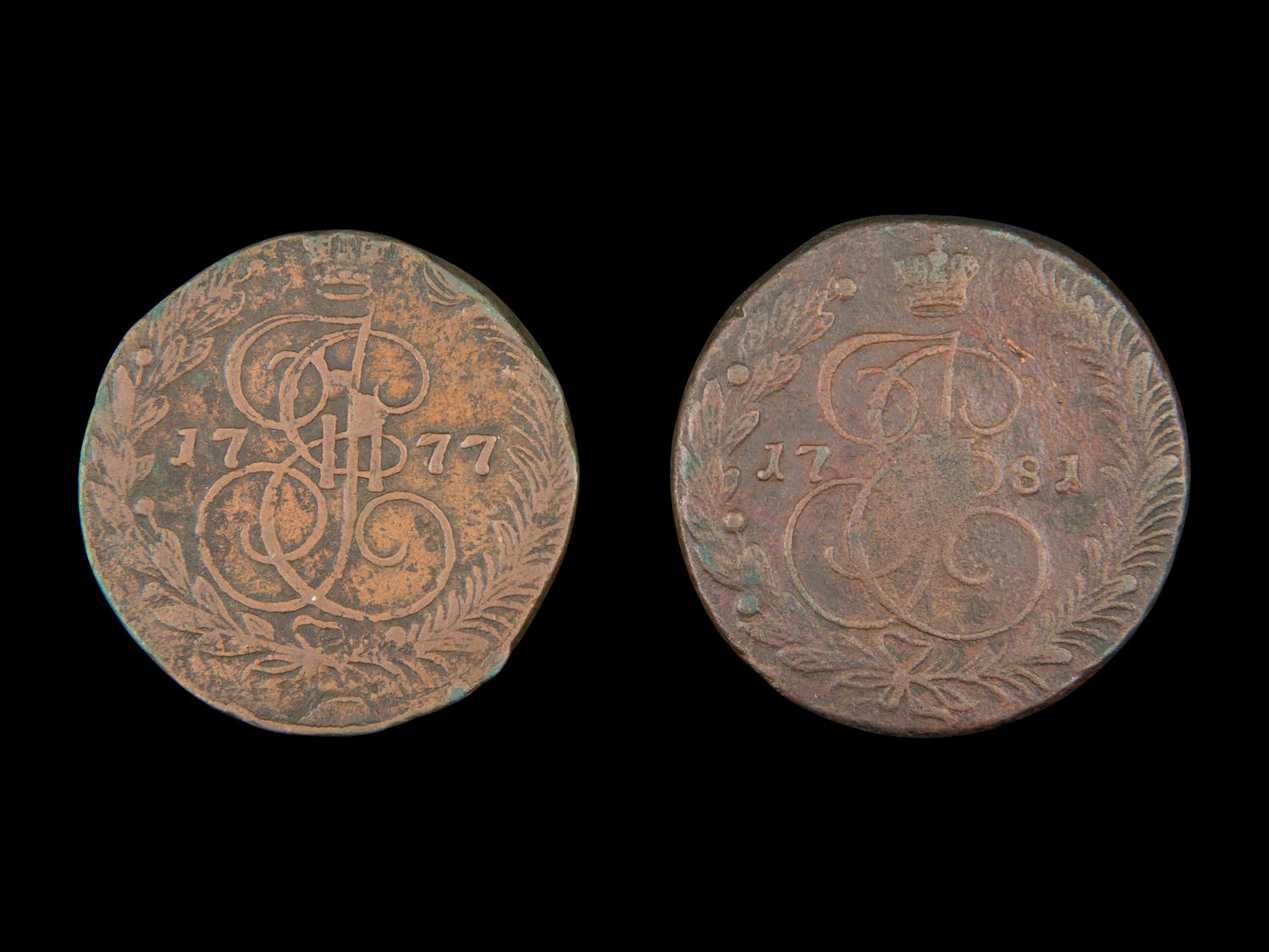 [RUSSIA] Two Catherine the Great 5 Kopek Coins