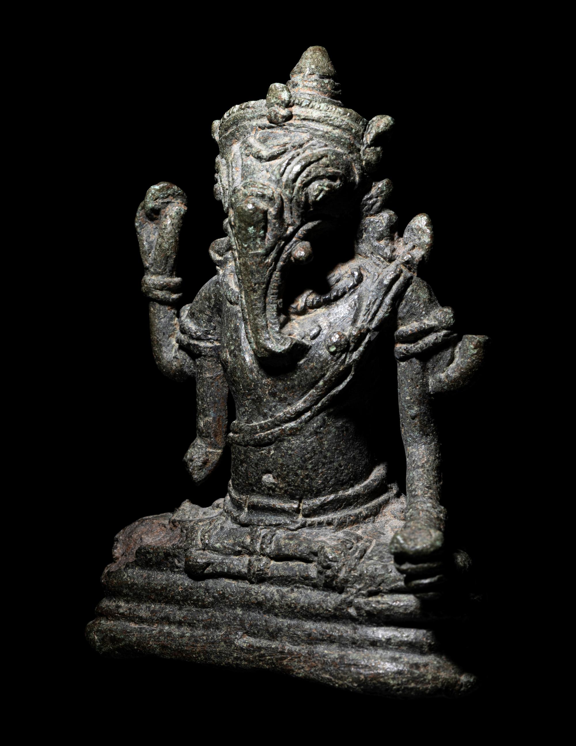 Two Khmer Bronze Figures of Ganesha