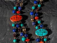 Reversible 14k Gold Multi-strand Necklace, with Channel Inlay Spacers