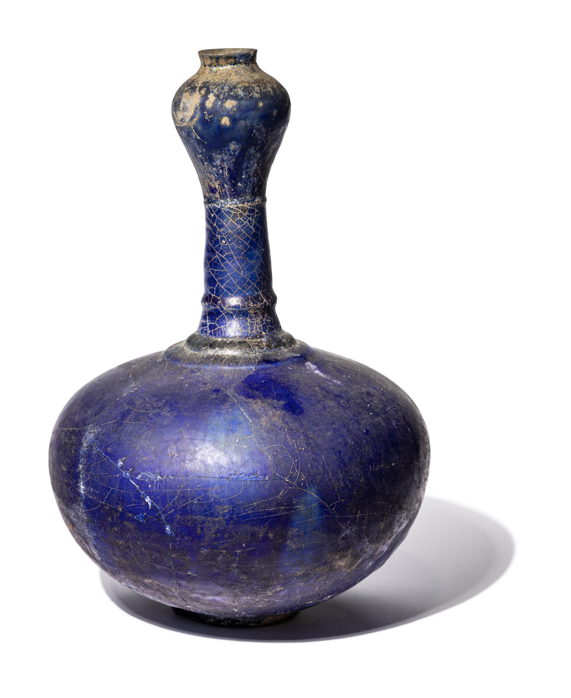 A Persian Blue-Glazed Bottle
