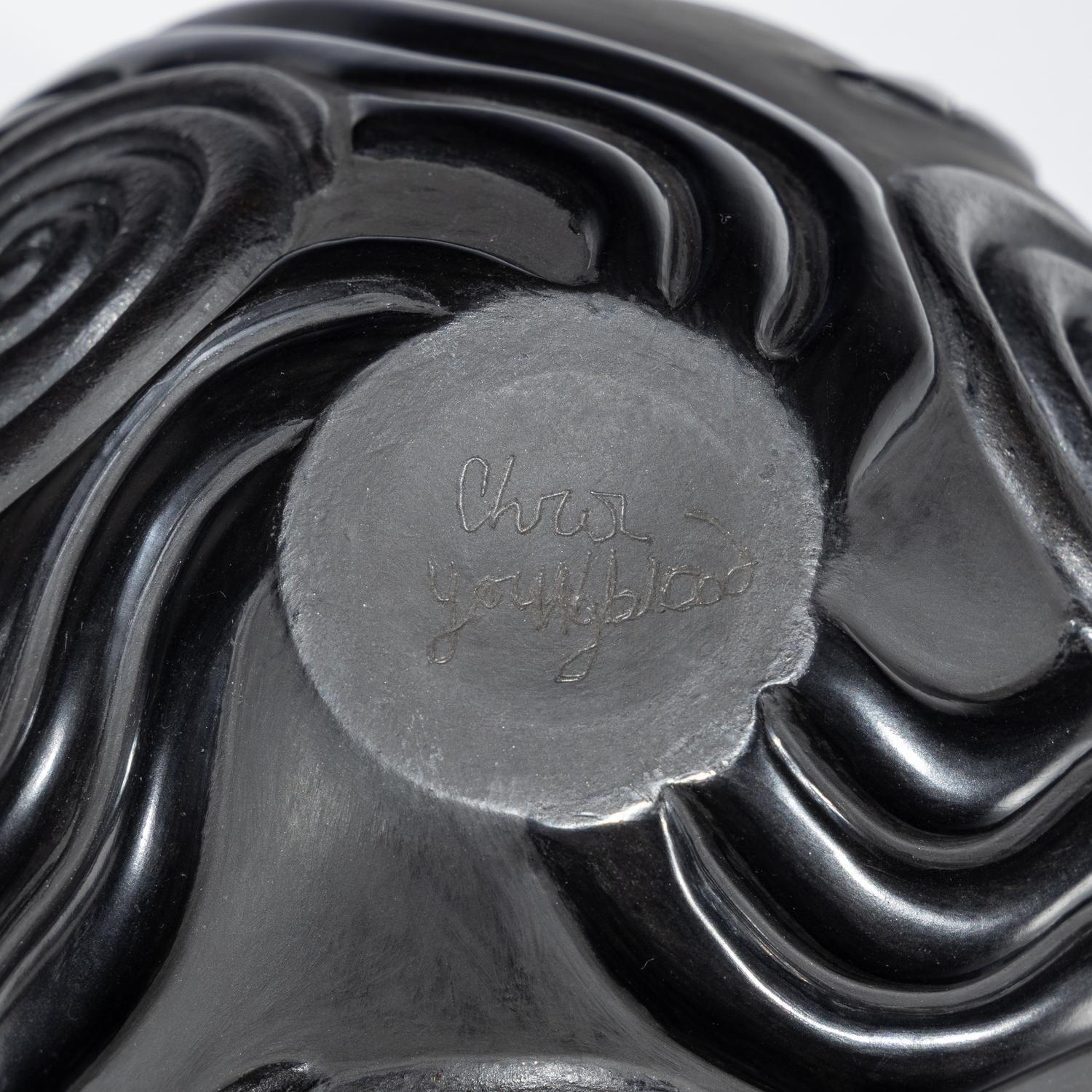 Carved Blackware Lidded Jars