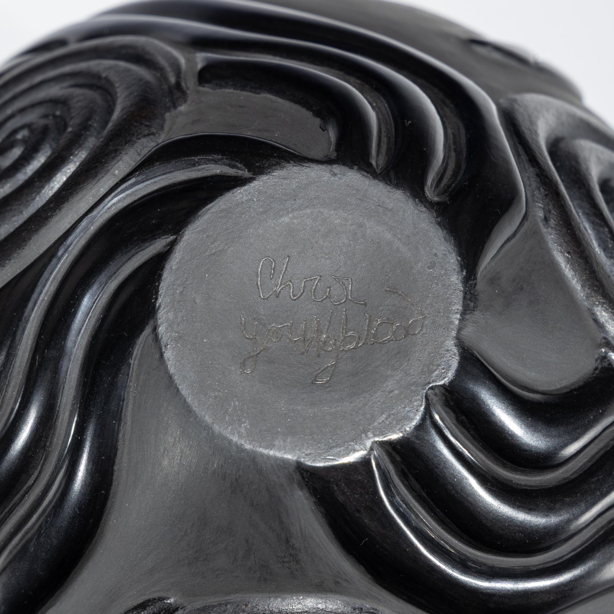 Carved Blackware Lidded Jars