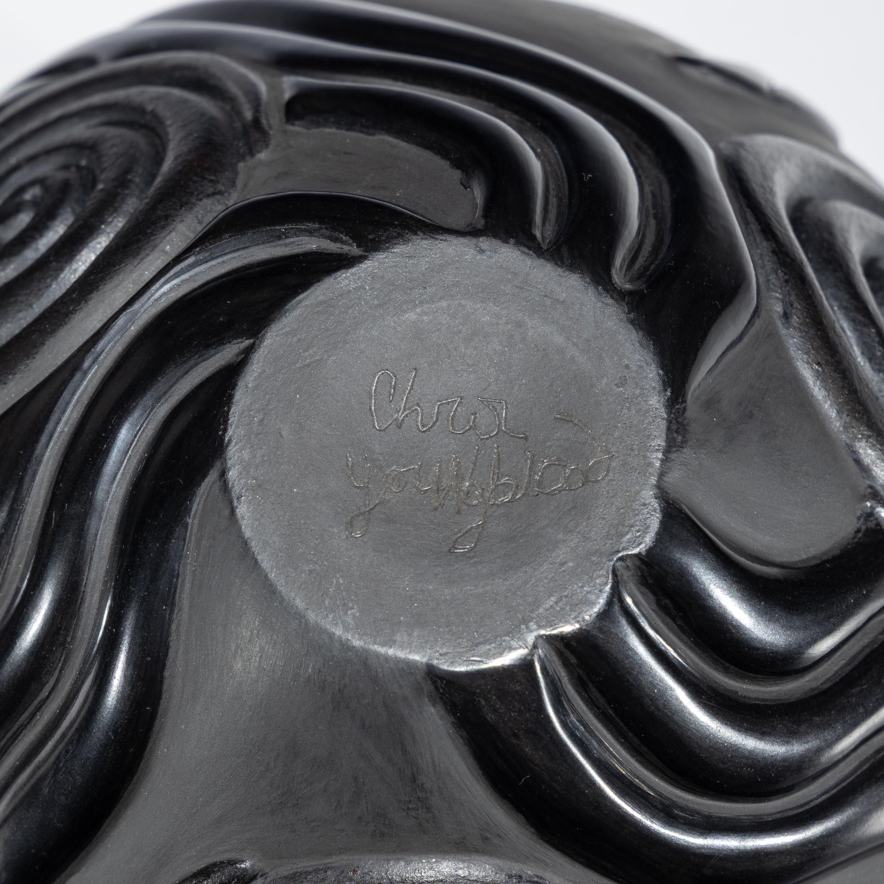 Carved Blackware Lidded Jars