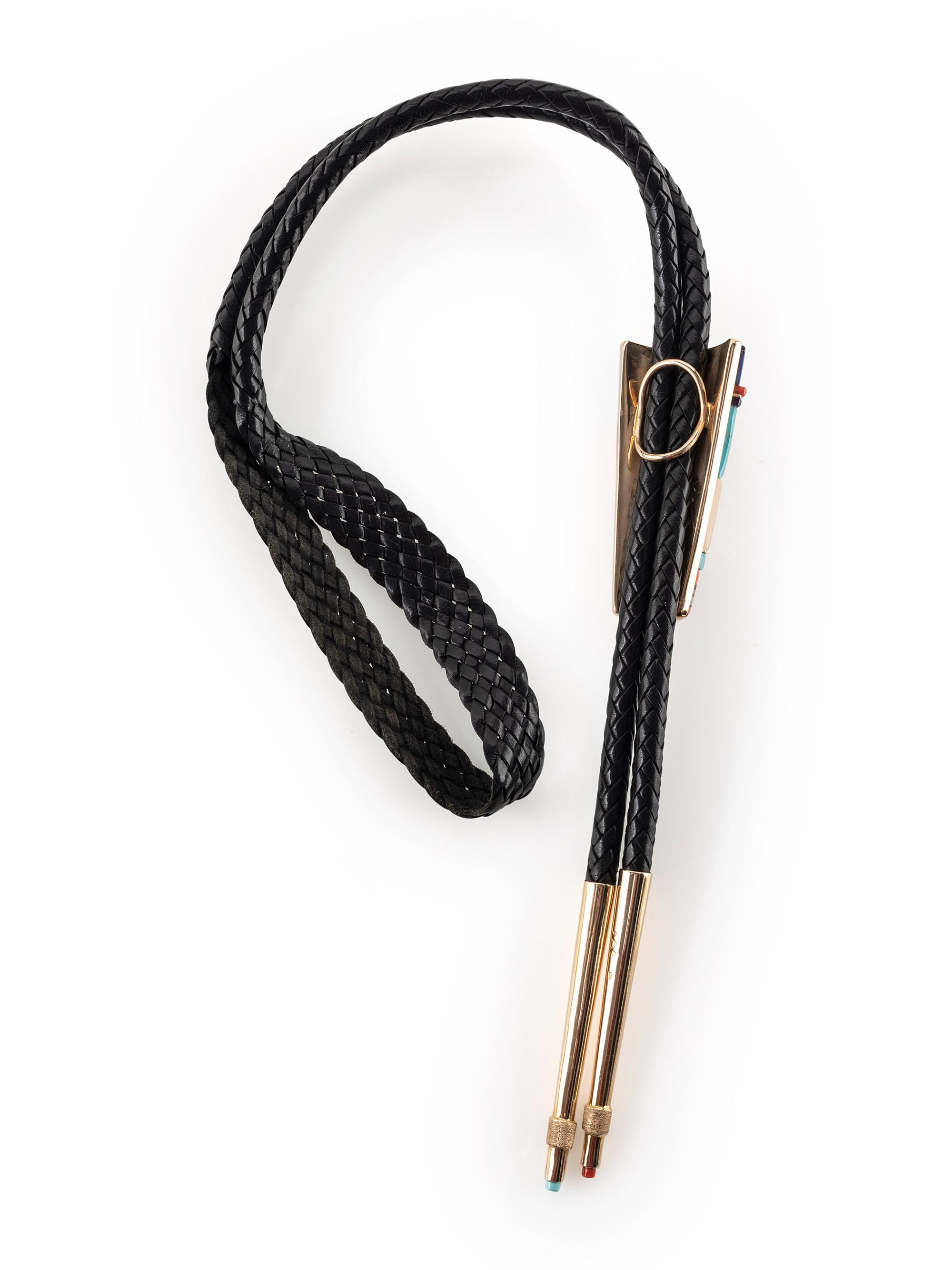 14k Gold and Mosaic Inlay Bolo Tie
