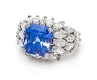 A Platinum, Sapphire and Diamond Ring, 7.30 dwts.