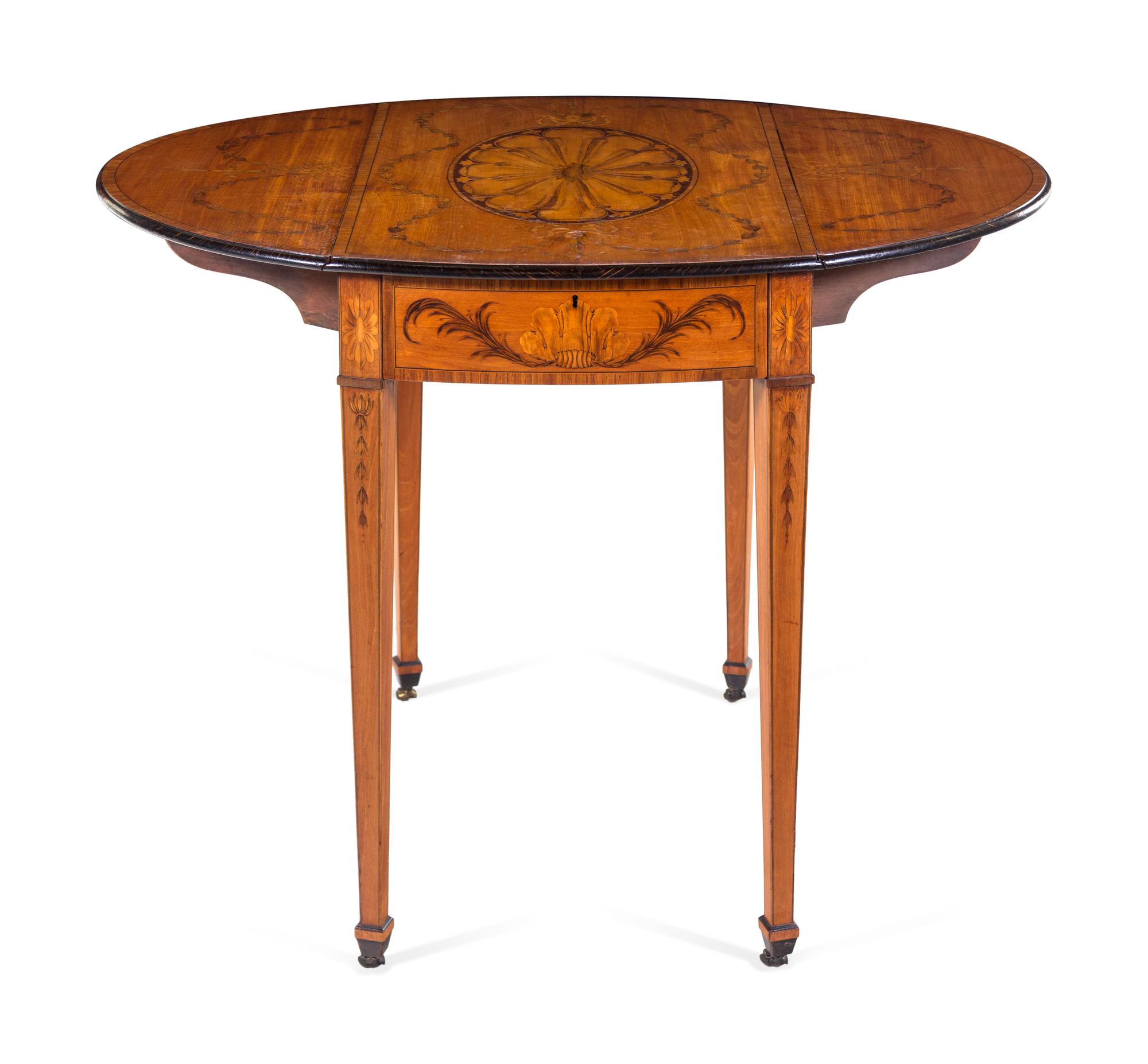 A George III Adam Style Marquetry Inlaid Satinwood Pembroke Table