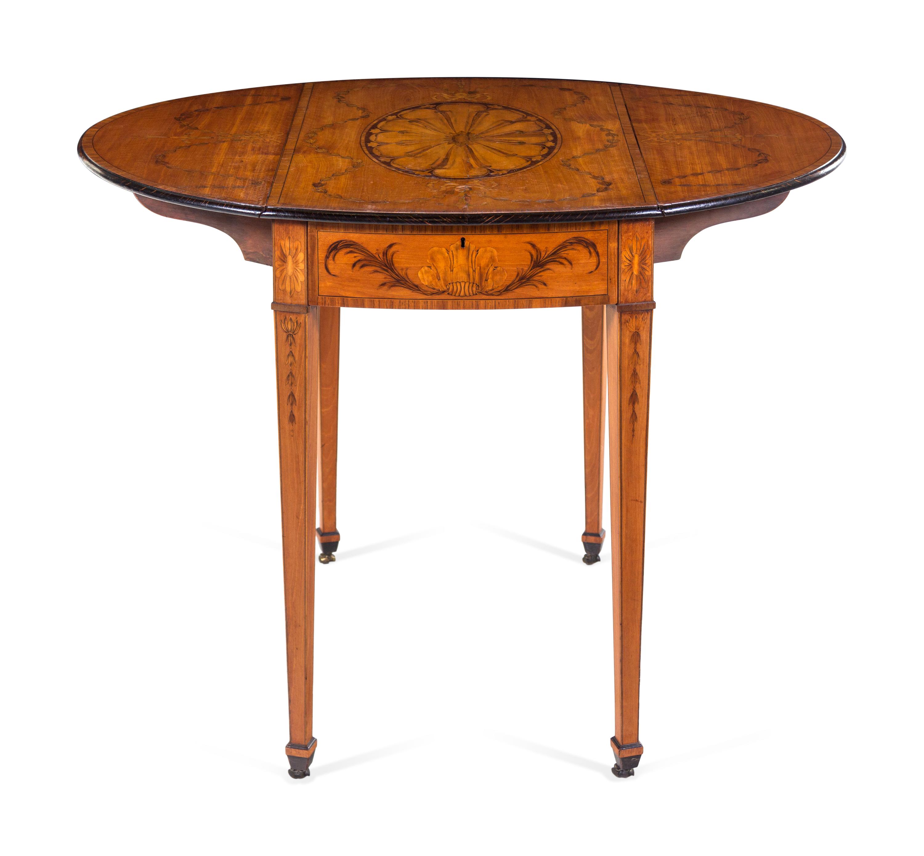 A George III Adam Style Marquetry Inlaid Satinwood Pembroke Table