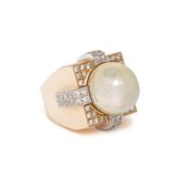 CULTURED BAROQUE PEARL AND DIAMOND RING