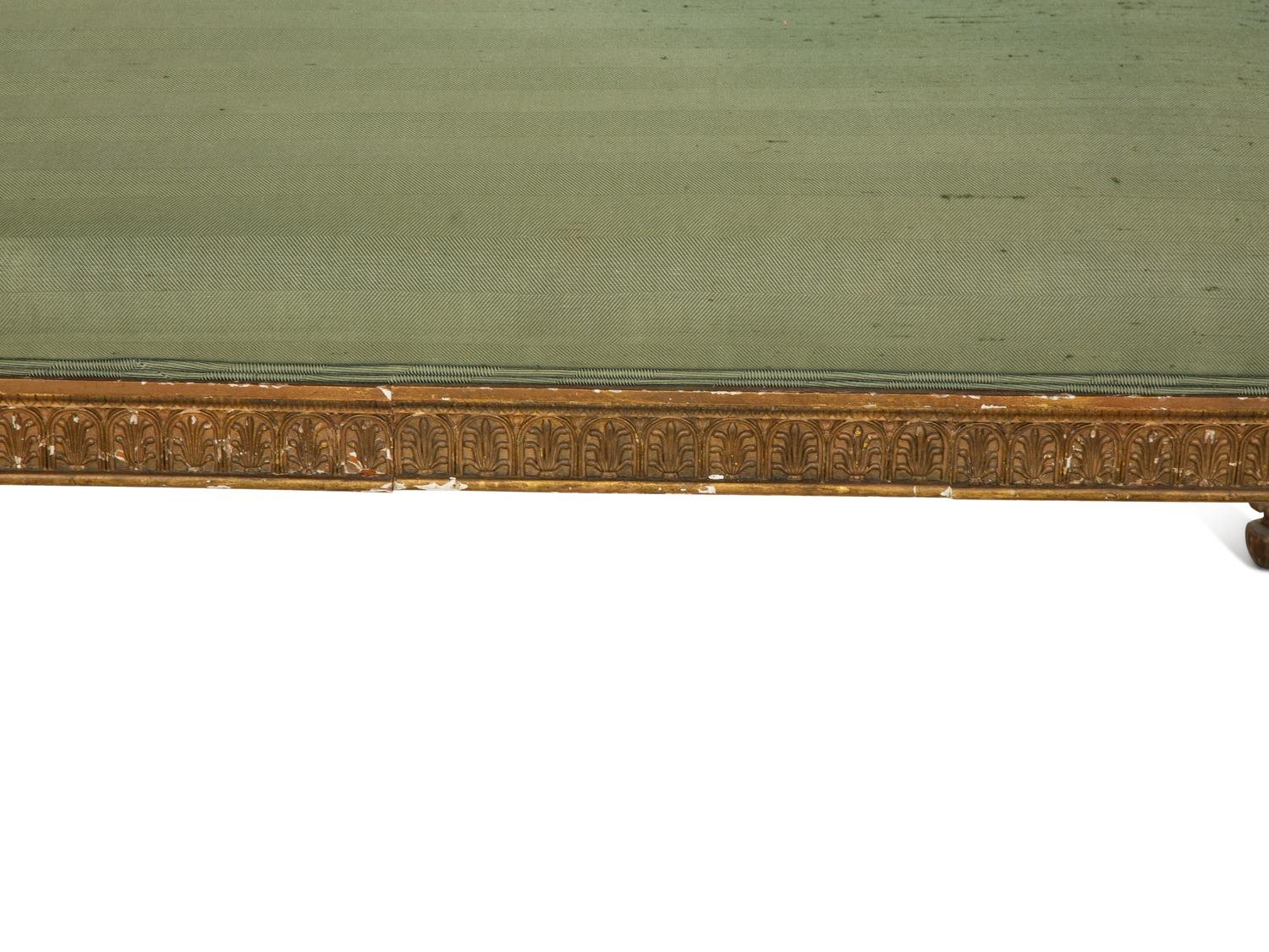 A Louis XVI Style Giltwood Bench with Upholstered Seat