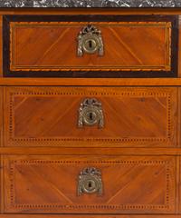 A Louis XVI Marquetry and Fruitwood Marble-Top Commode