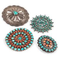 Navajo and Zuni Silver Pins / Brooches and Concha