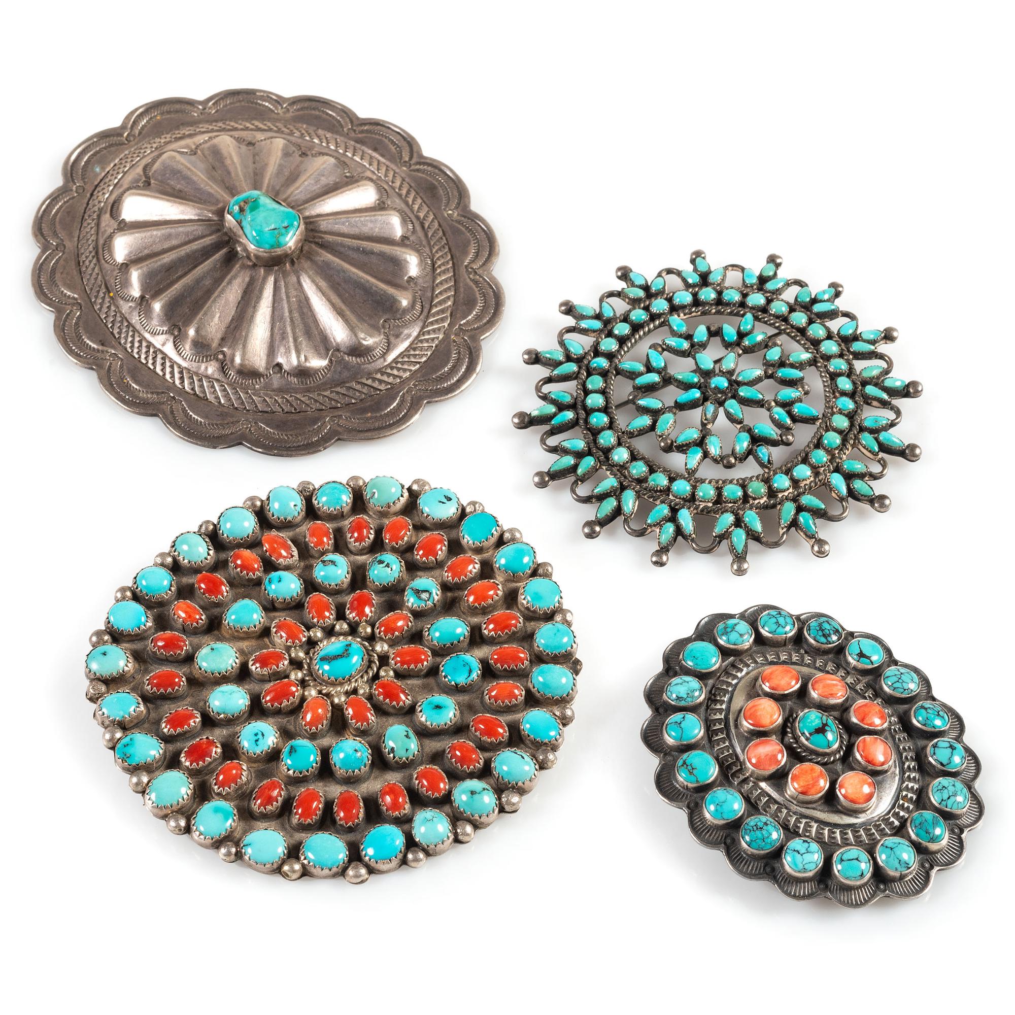 Navajo and Zuni Silver Pins / Brooches and Concha