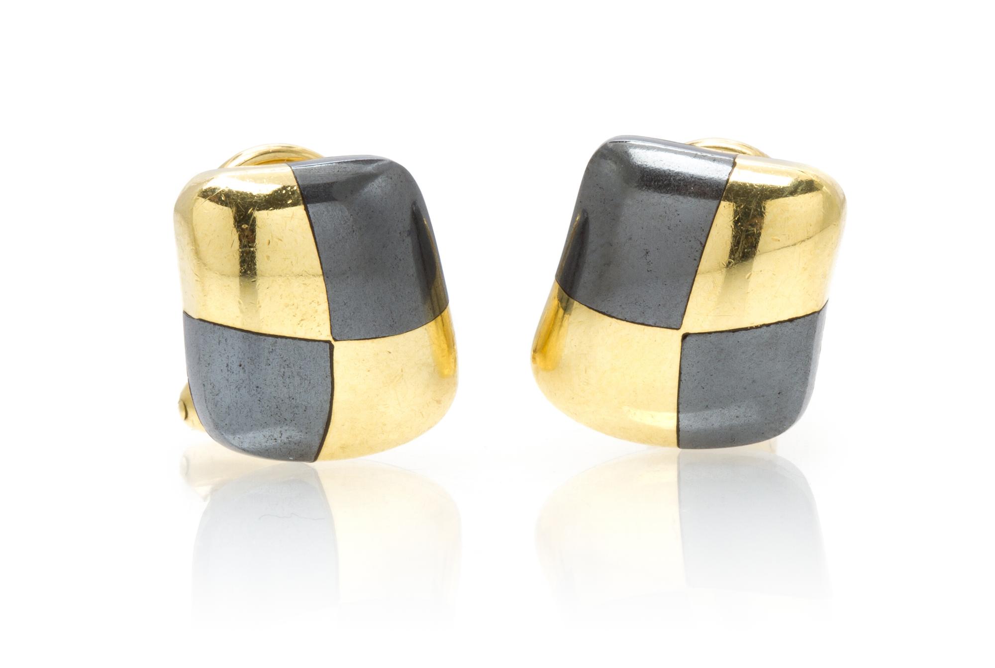 A Pair of 18 Karat Yellow Gold and Hematite Earclips, Angela Cummings for Tiffany & Co., 6.60 dwts.
