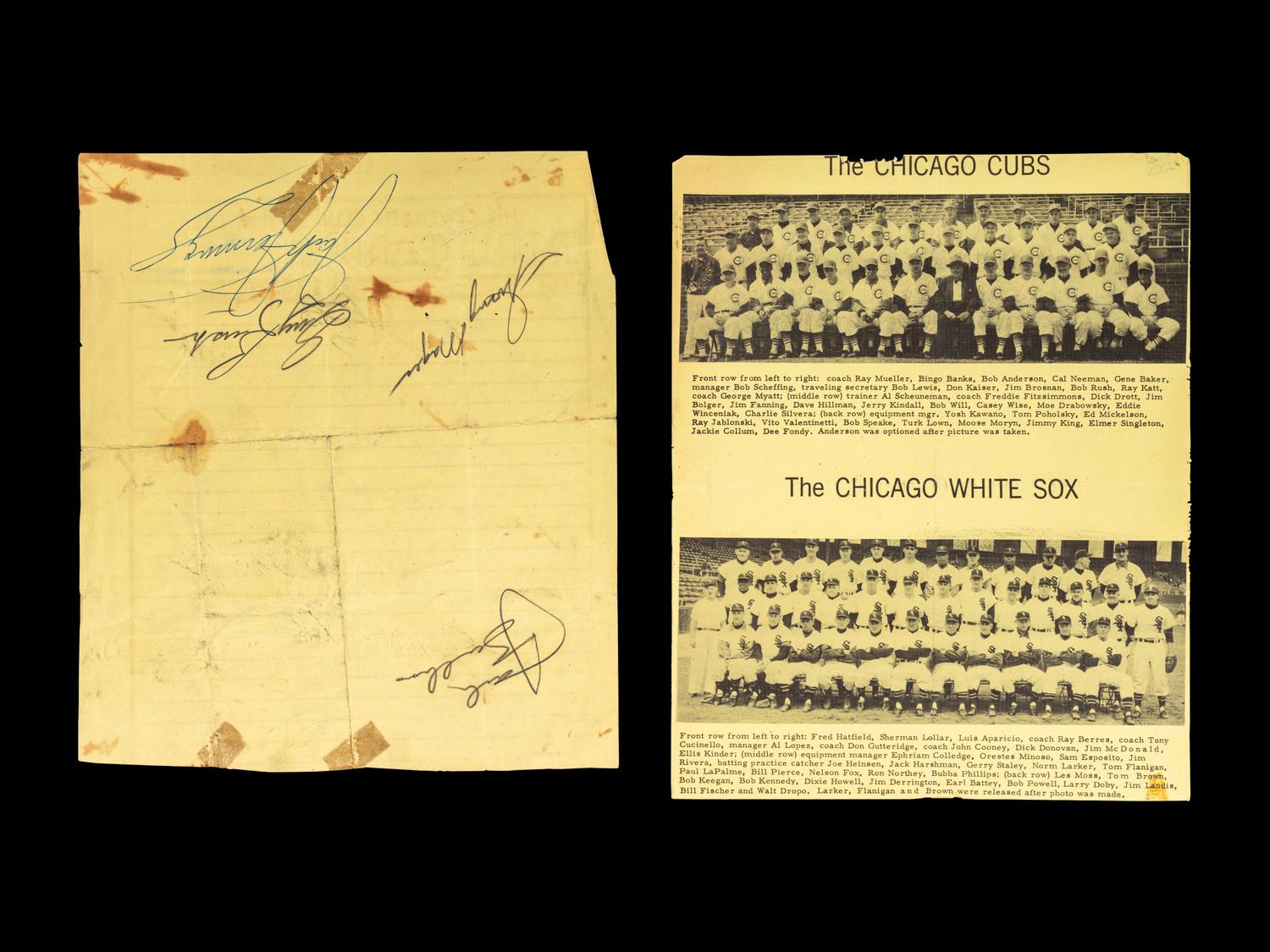 A Group of 1950s Signed Autograph Pages Featuring Baseball Hall of Famers Including Nellie Fox,