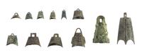 A Set of Twelve Chinese Bronze Bells HAN DYNASTY OR EARLIER Height of tallest 5 1/4 inches. — HAN DYNASTY OR EARLIER