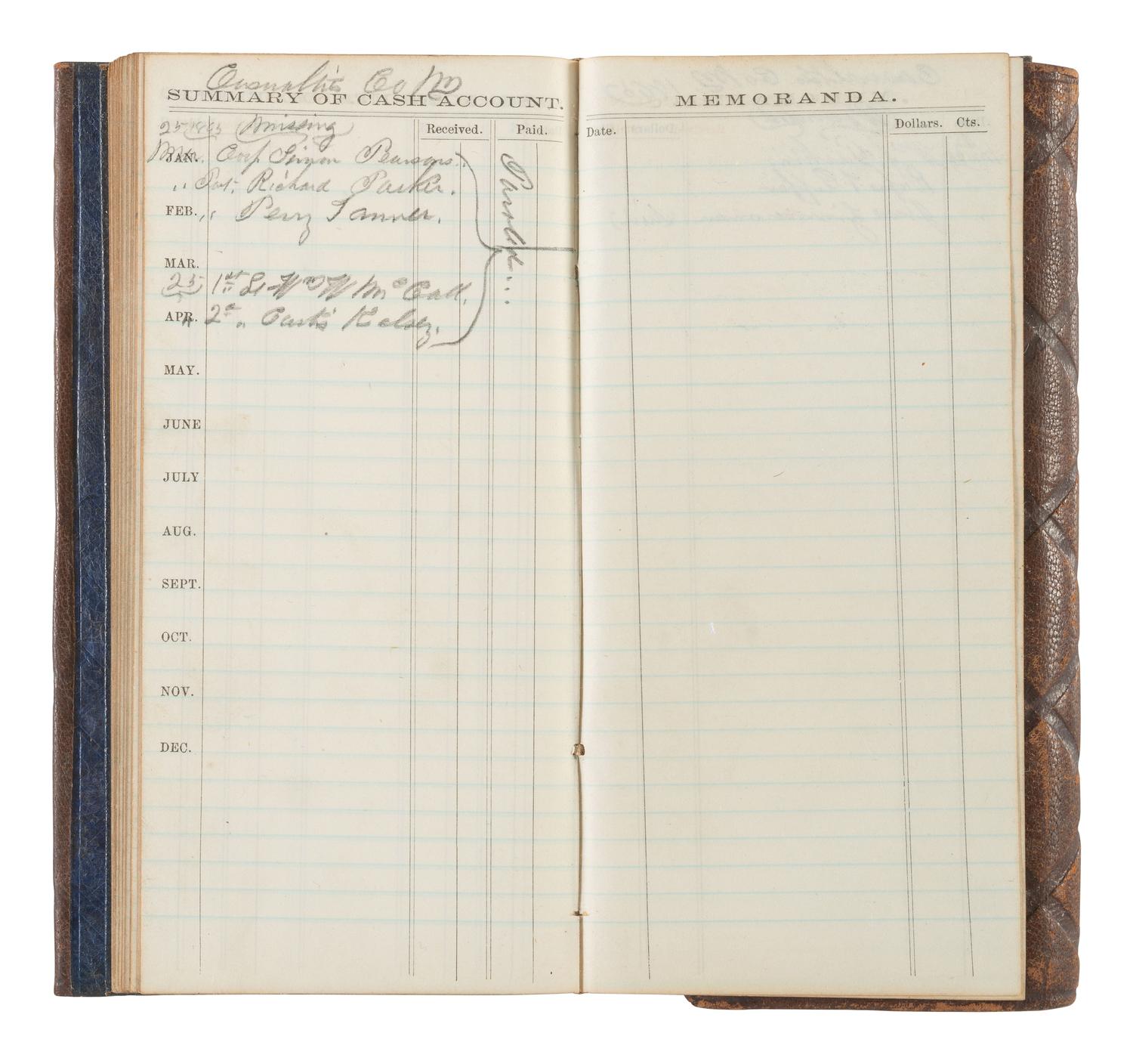 [CIVIL WAR]. Diary of Captain George Brennan, Co. M, New York 14th Heavy Artillery, 1865.