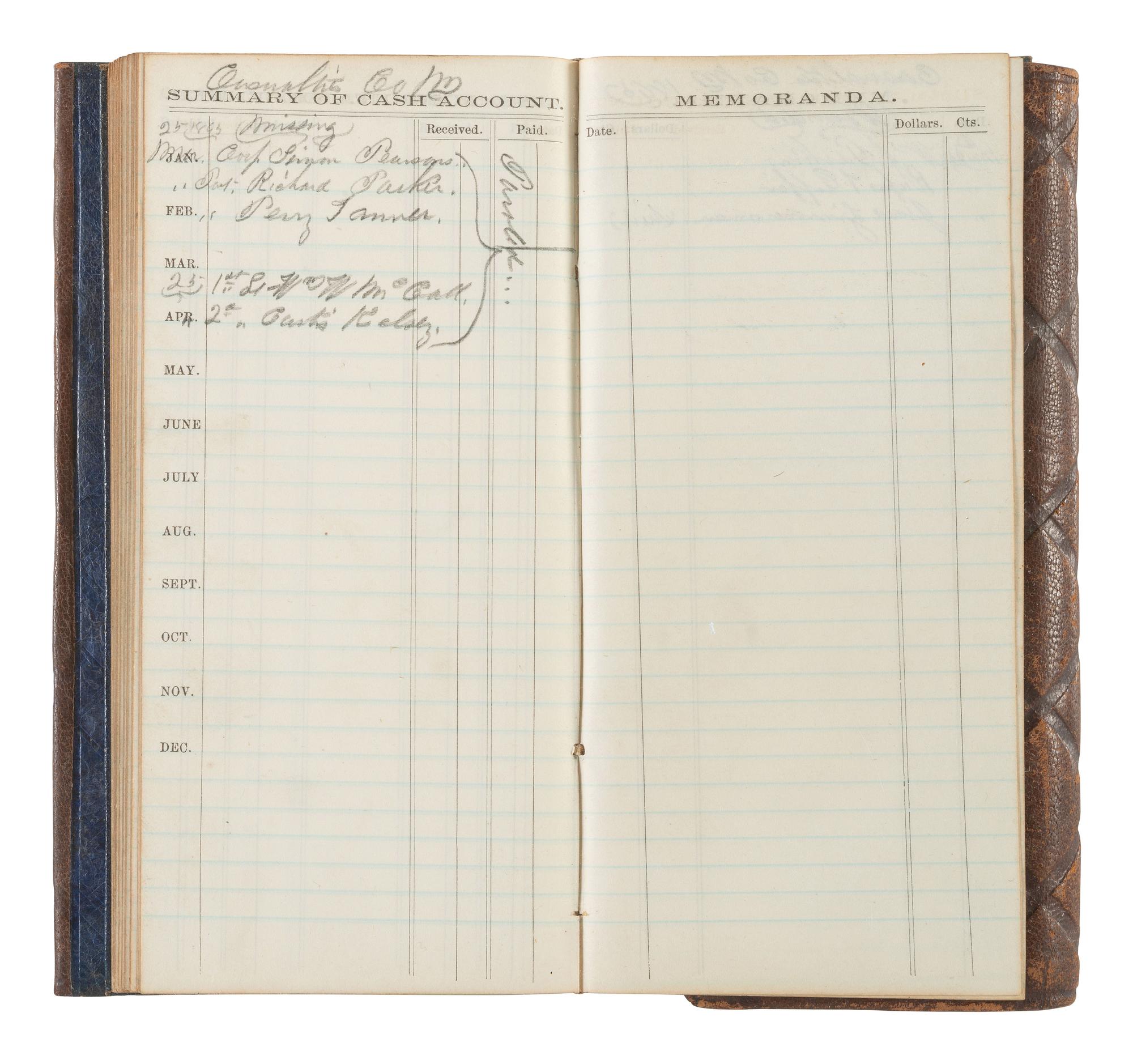 [CIVIL WAR]. Diary of Captain George Brennan, Co. M, New York 14th Heavy Artillery, 1865.
