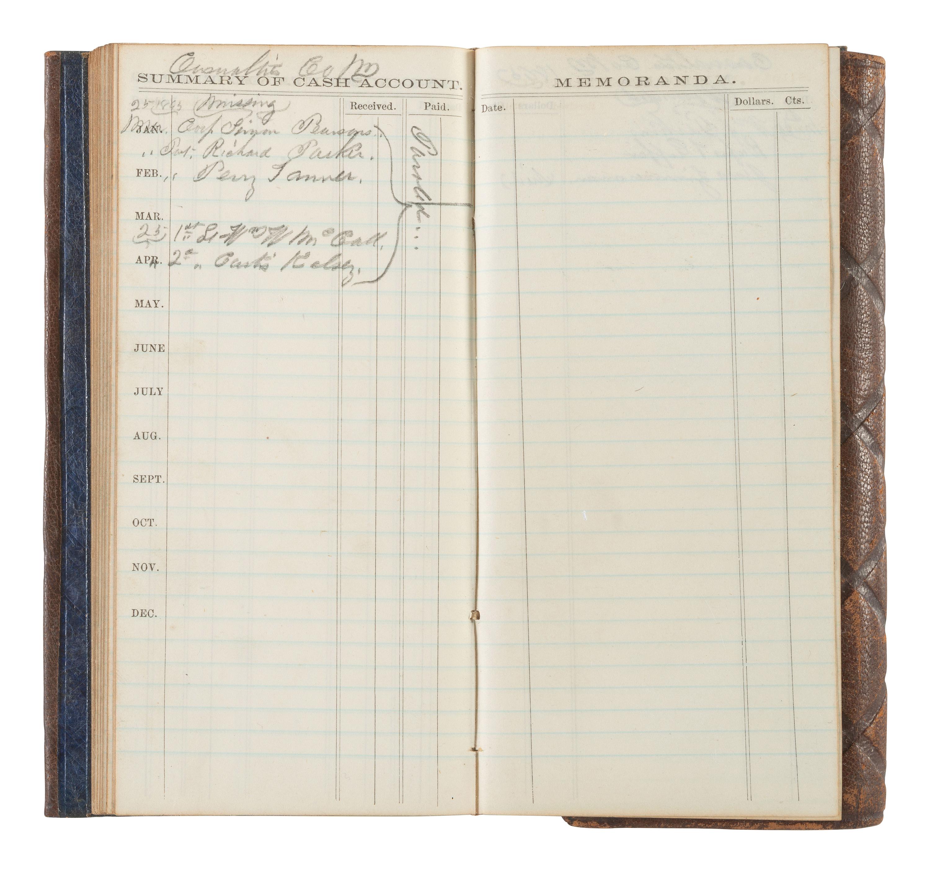 [CIVIL WAR]. Diary of Captain George Brennan, Co. M, New York 14th Heavy Artillery, 1865.