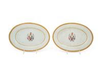 A Pair of Chinese Export Porcelain Armorial Platters