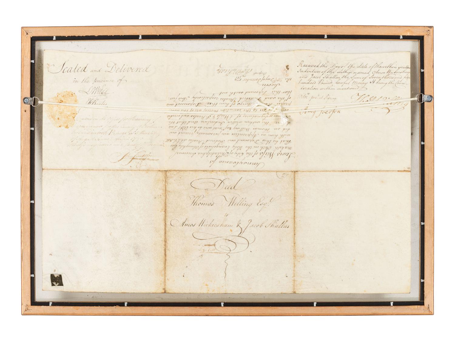 [AMERICANA -- CONSTITUTION]. Indenture, in English, on vellum, 1779.