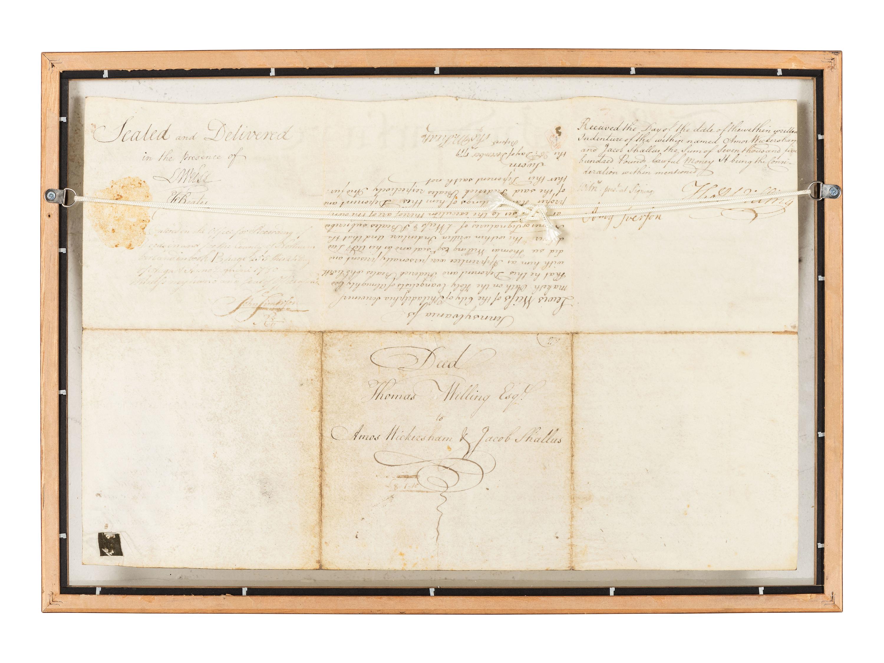 [AMERICANA -- CONSTITUTION]. Indenture, in English, on vellum, 1779.