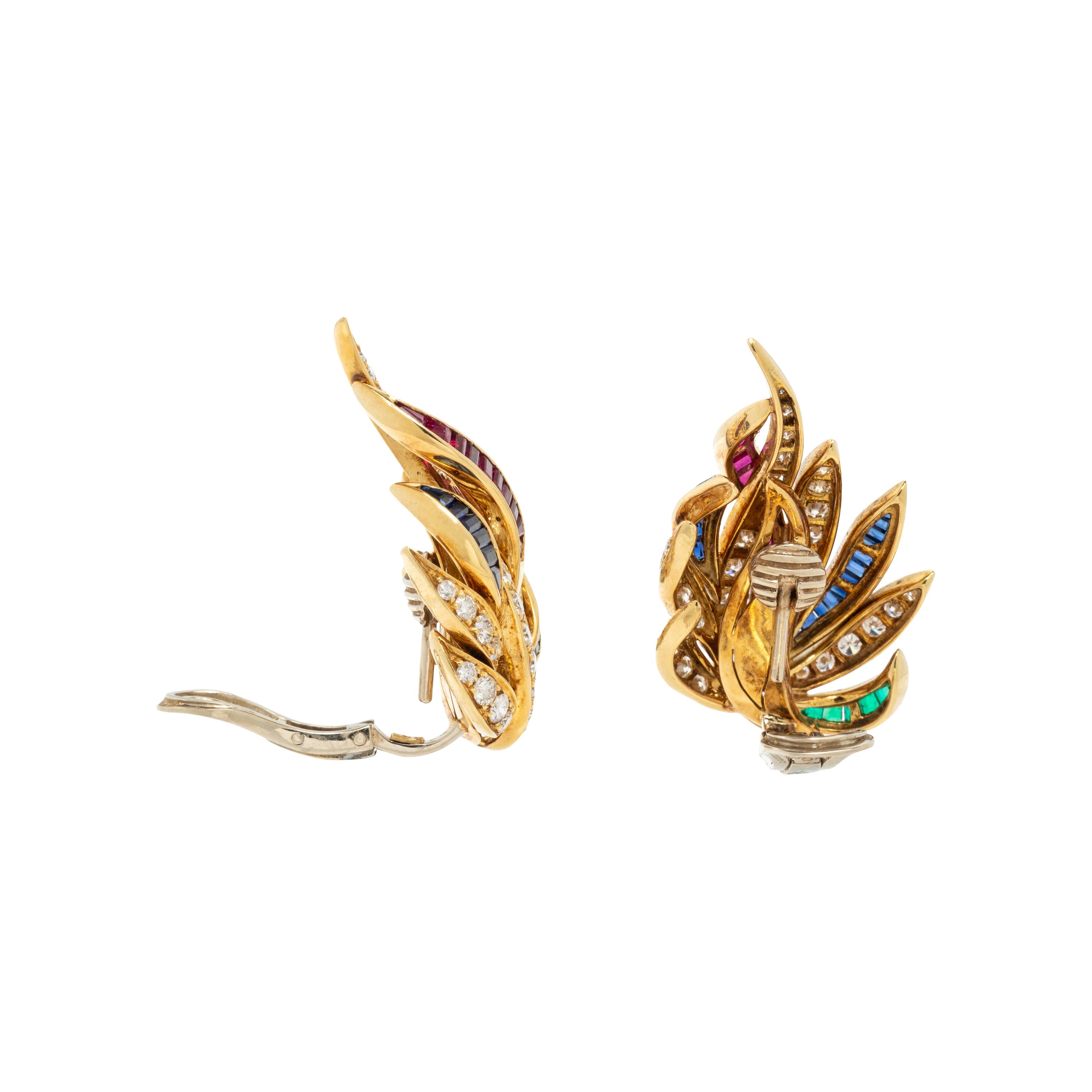 PICCHIOTTI, DIAMOND AND MULTIGEM CLIP EARRINGS
