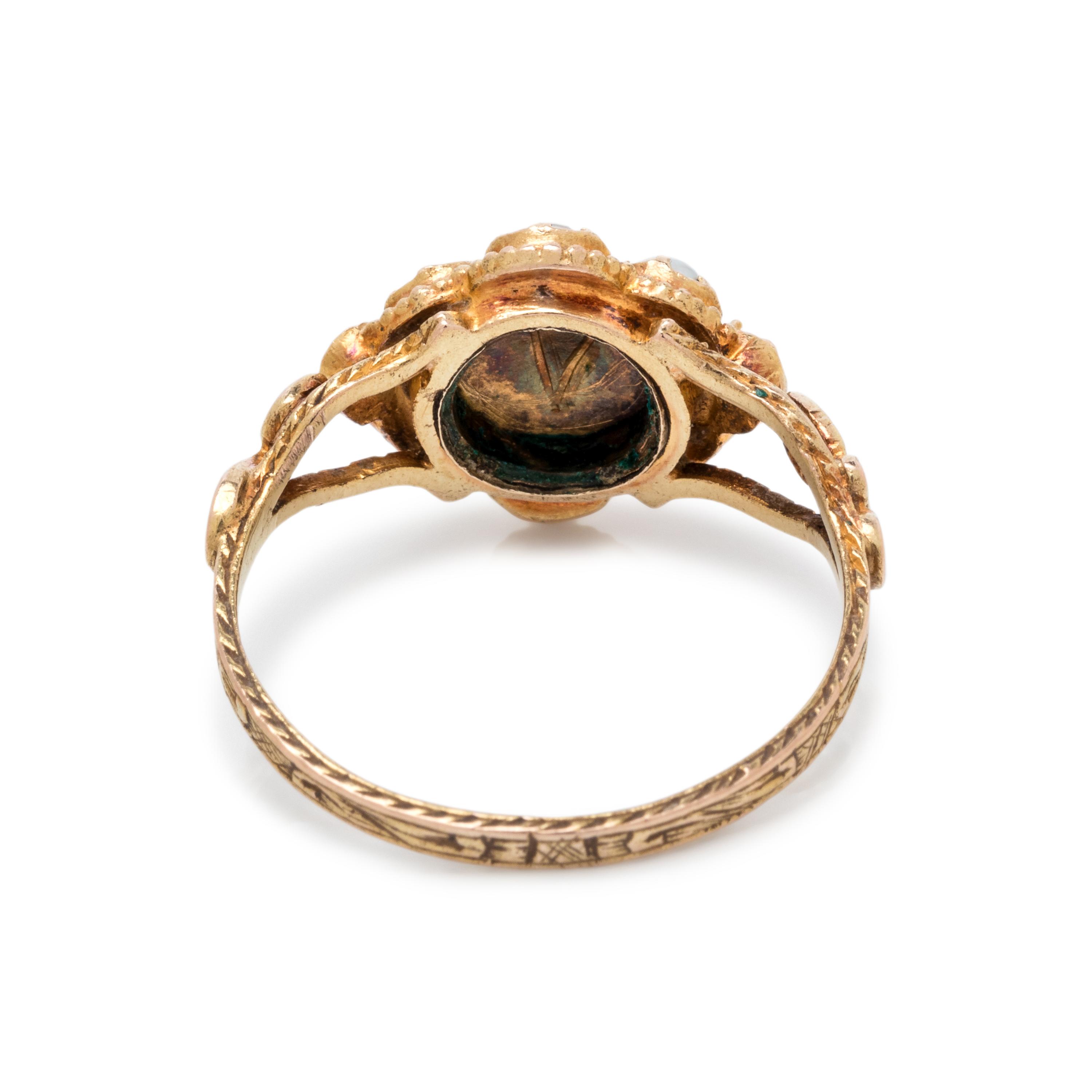 ANTIQUE, YELLOW GOLD AND MULTIGEM RING