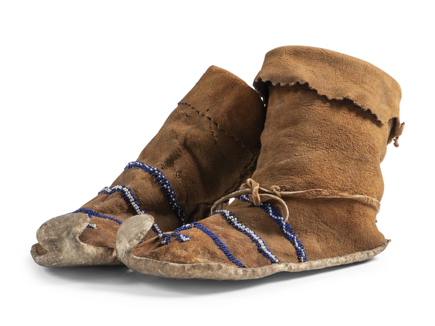 Apache Beaded Hide Boot Moccasins, with Cactus Kickers