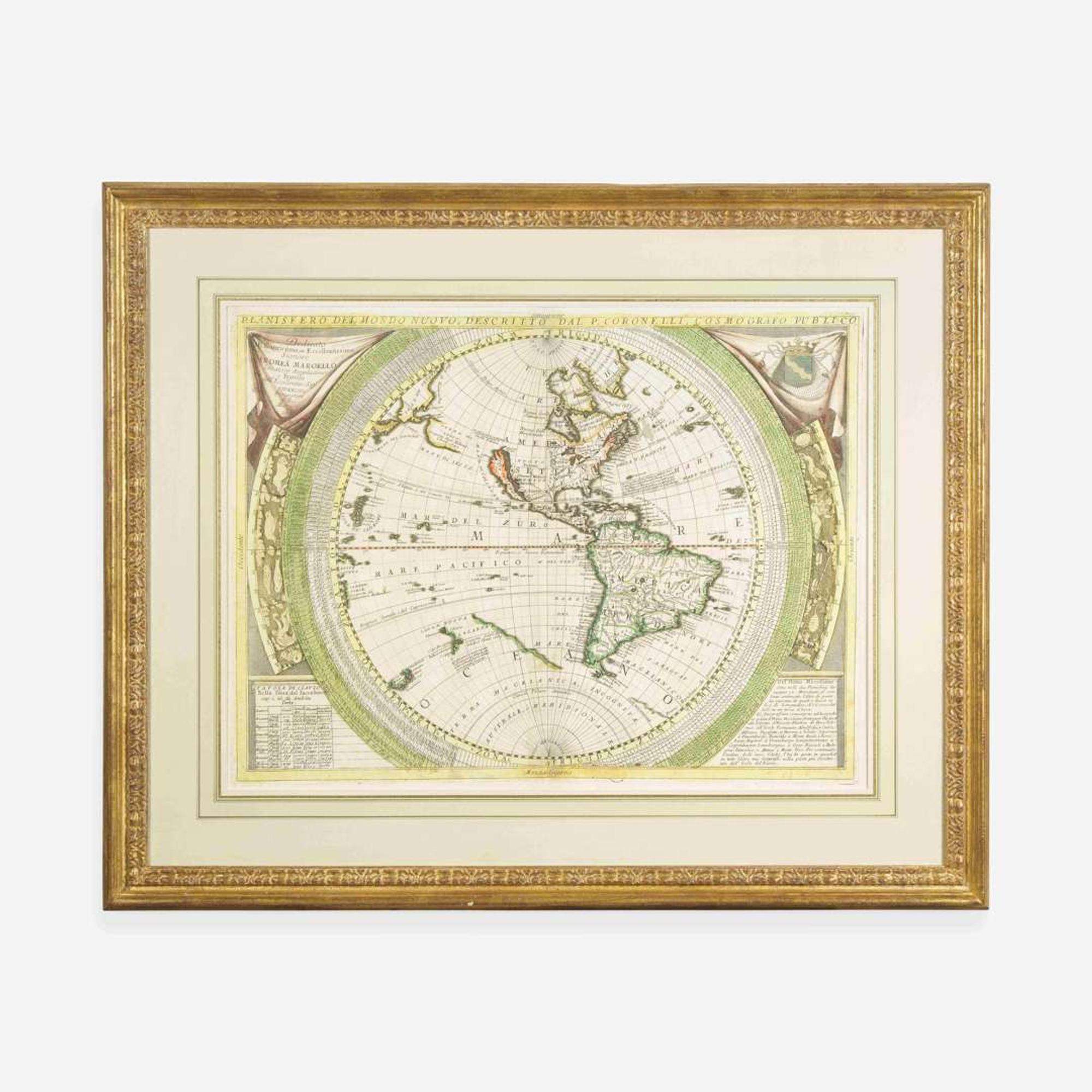 [Maps & Atlases] Coronelli, (Vincenzo Maria) Planisfero del mondo nuovo, descritto dal P. Coronelli, cosmografo publico