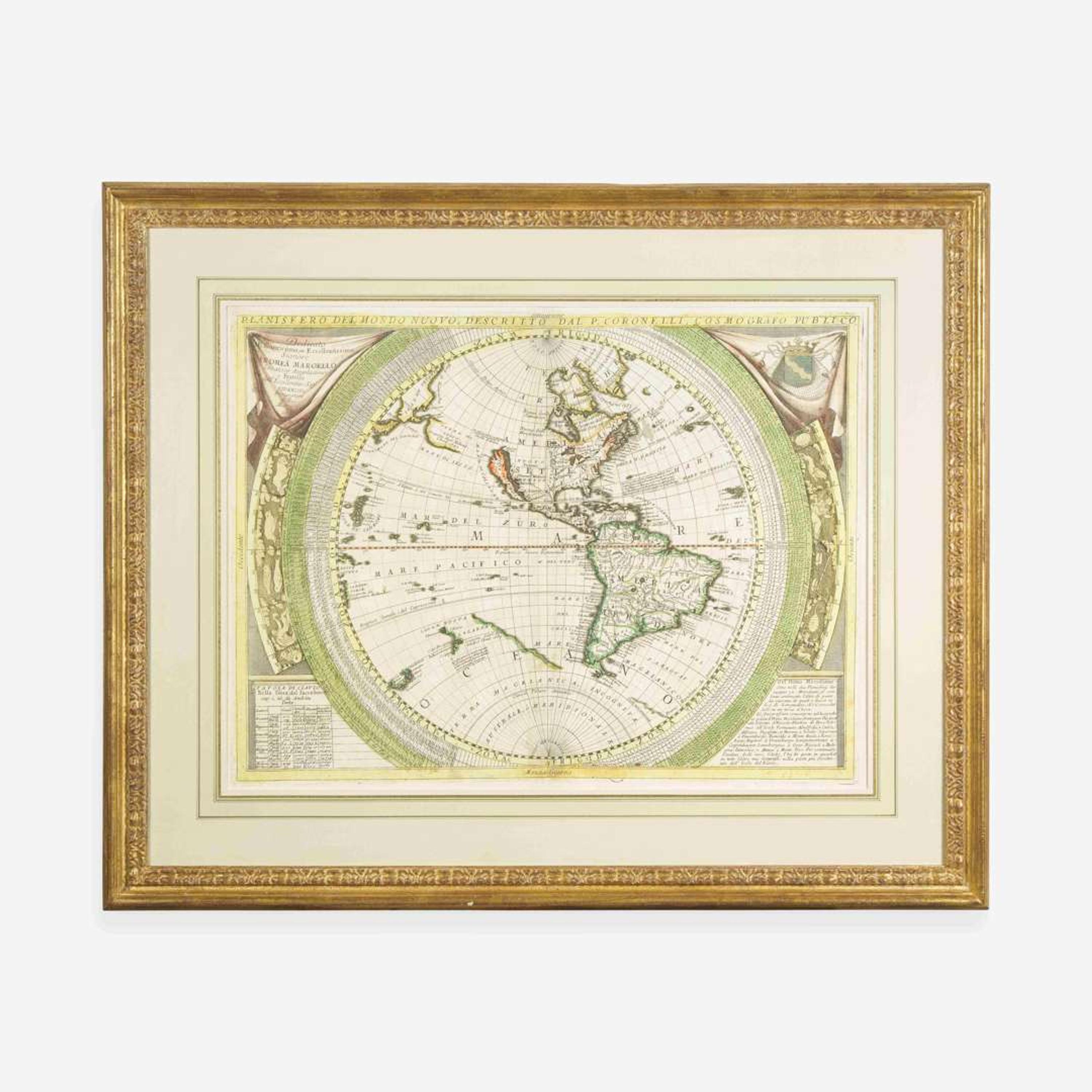 [Maps & Atlases] Coronelli, (Vincenzo Maria) Planisfero del mondo nuovo, descritto dal P. Coronelli, cosmografo publico