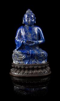 A Lapis Lazuli Figure of Buddha Height 8 1/2 inches.