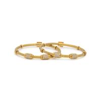 PAIR OF YELLOW GOLD AND DIAMOND BANGLE BRACELETS