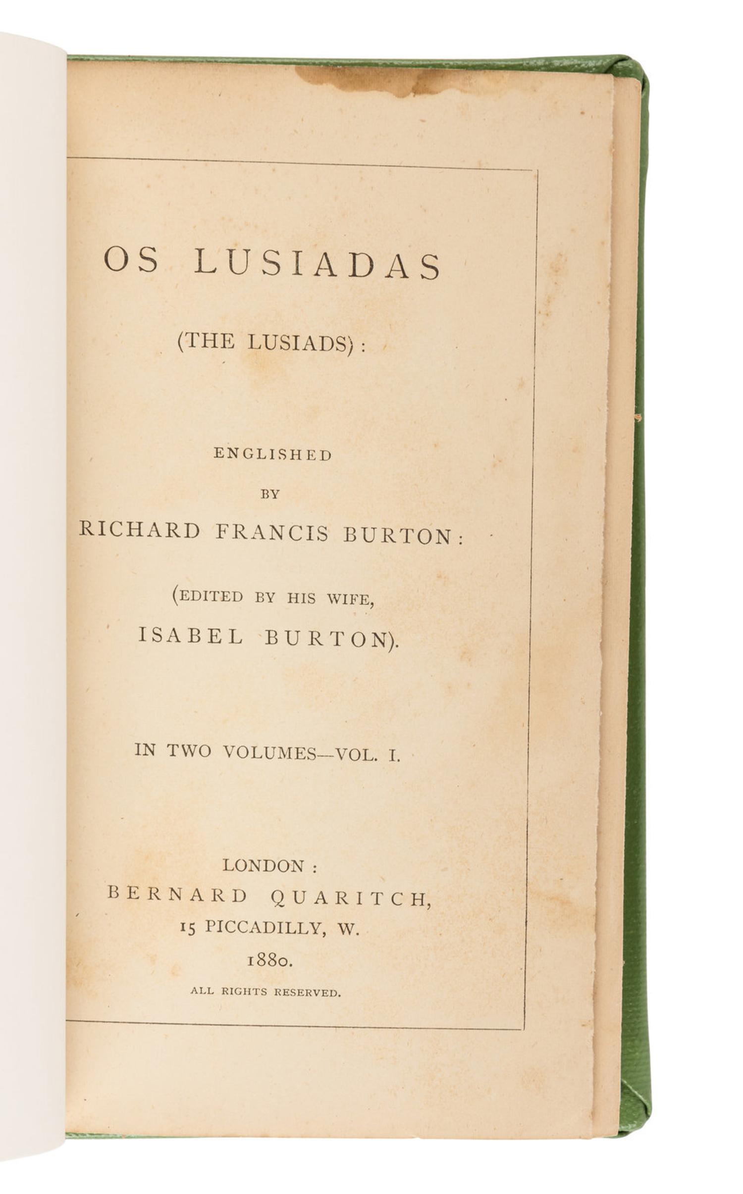 [TRAVEL & EXPLORATION]. BURTON, Richard Francis, Sir (1821-1890), translator. A group of 9 works, comprising: