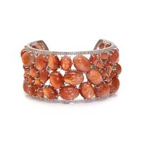 SUNSTONE AND DIAMOND CUFF BRACELET