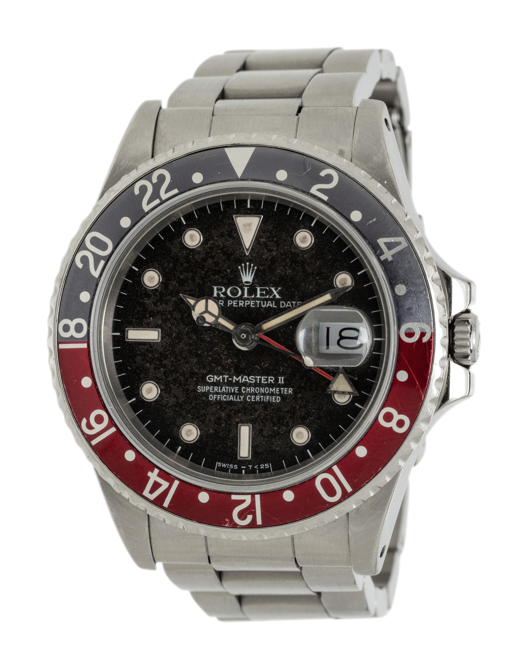 ROLEX, REF. 16760 STAINLESS STEEL GMT MASTER II WATCH